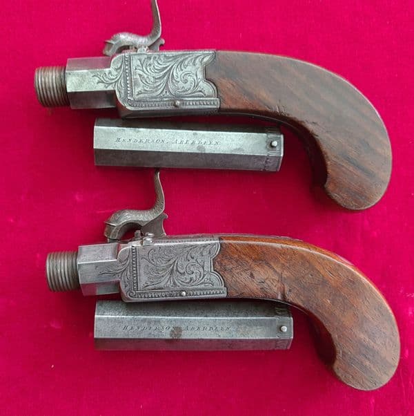 A fine pair of English .50 cal percussion pocket pistols by Henderson of Aberdeen. C. 1830. Ref 3215